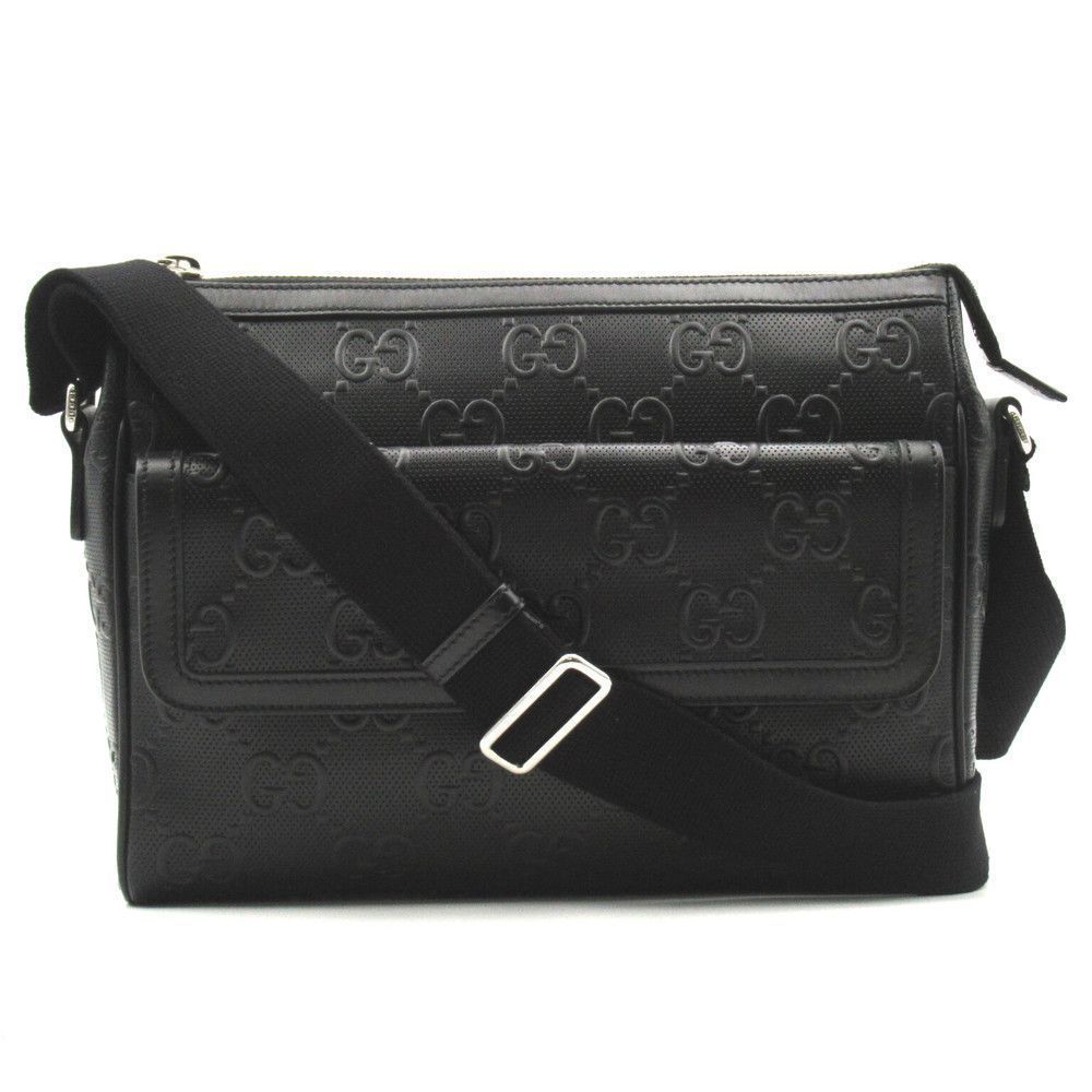 Gucci Embossed Leather Black Shoulder Strap Shoulder Bag